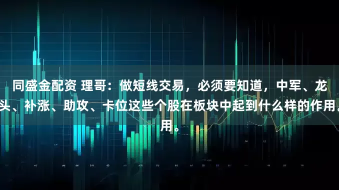 同盛金配资 理哥：做短线交易，必须要知道，中军、龙头、补涨、助攻、卡位这些个股在板块中起到什么样的作用。